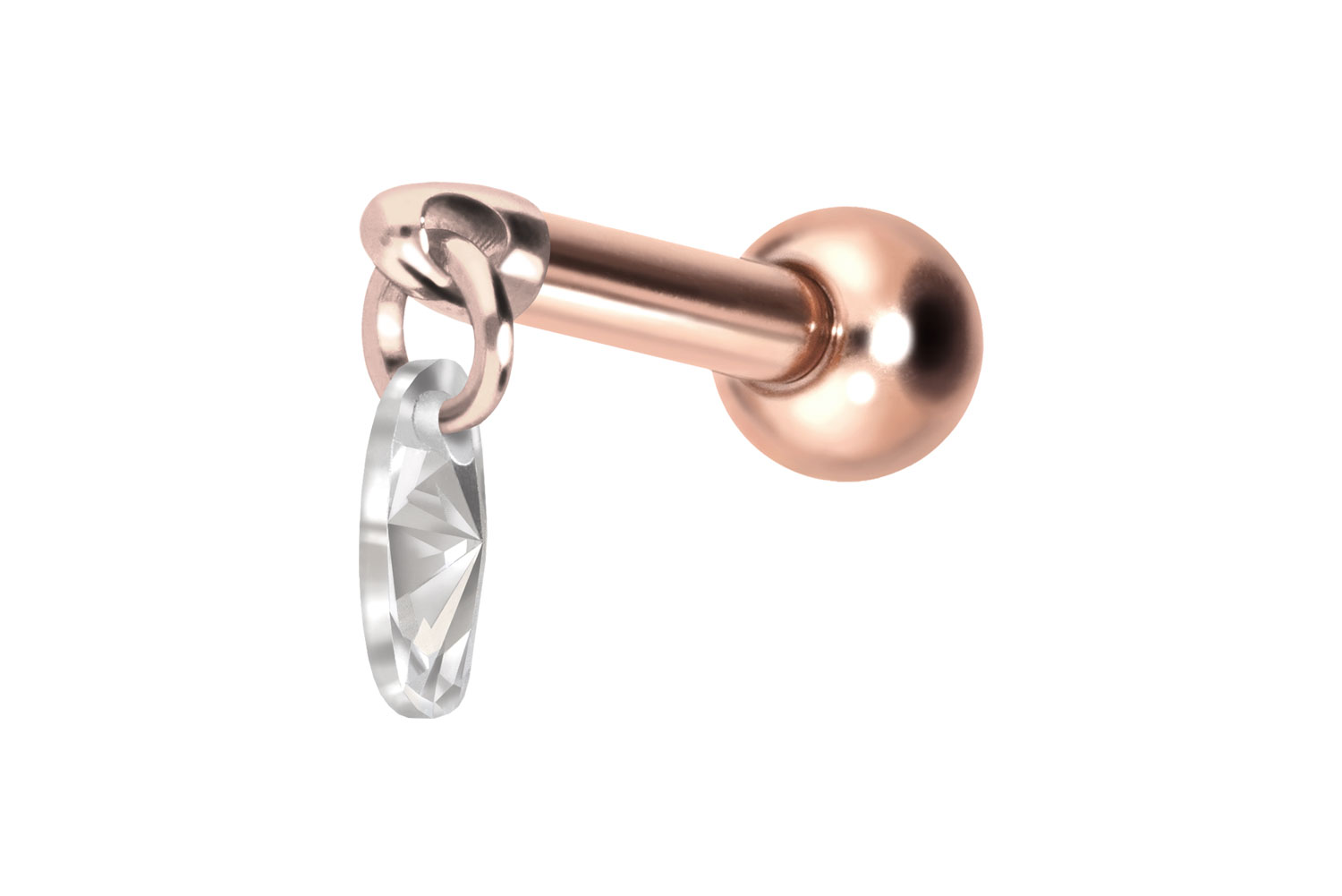 Titan Ohrpiercing mit Innengewinde KRISTALLOVAL